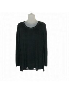 Vince Long Sleeved Semi Sheer Black Crew Neck Size S